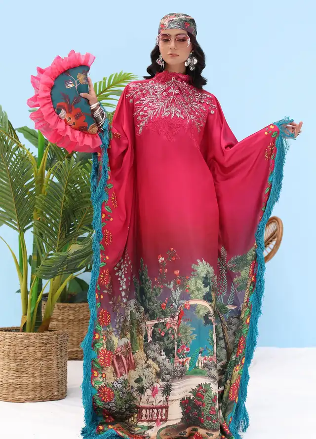 Resort by Musferah Pret Printed Silk 1 Piece Suit Rouge